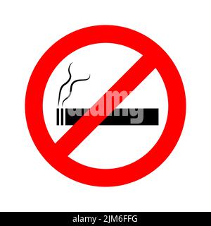 No smoking sign on white background. Vector illustration. No smoking icon in flat design. Stock Vector