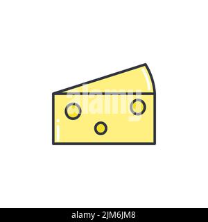Piece of hard cheese color line icon vector illustration Stock Vector