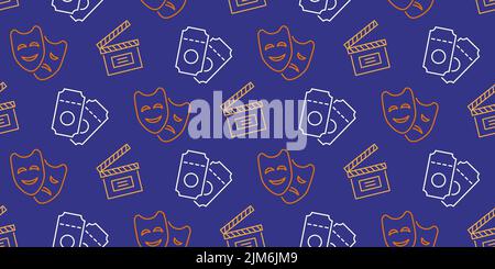 Cinema seamless pattern with icons Stock Vector