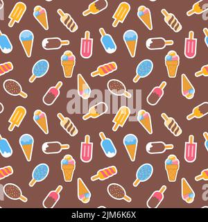 Different types of ice cream seamless pattern for textile decoration Stock Vector