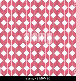 Rhombus square seamless pattern white pink geometric background Stock Vector