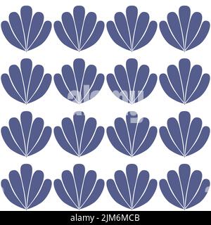 Purple blue clam shell on dark background seamless pattern nautical theme vector illustration Stock Vector