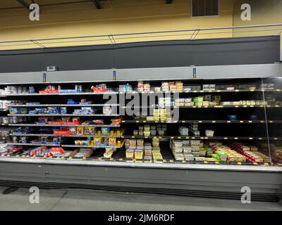 Augusta, Ga USA - 11 28 21: Walmart interior dairy section Belair road Stock Photo
