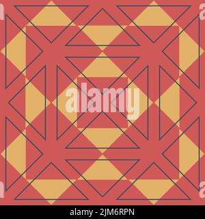 Red yellow colored triangle geometric seamless pattern for design Stock Vector