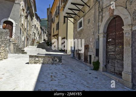 A narrow street in San Donato Val di Comino - a village near Rome, Italy Stock Photo