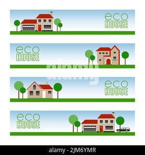 Eco house banner vector illustration Stock Vector