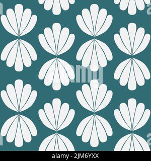 Green light dark swamp clam shell on dark background seamless pattern Stock Vector