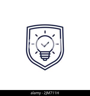 patent protection line icon with a shield Stock Vector