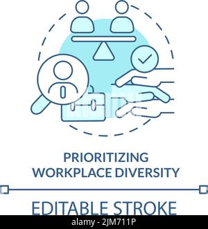 Prioritizing workplace diversity turquoise concept icon Stock Vector