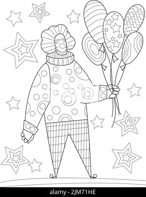 Child Holding Balloons Isolated Coloring Page Stock Vector Image & Art ...