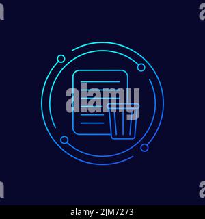 document and trash bin line vector icon Stock Vector