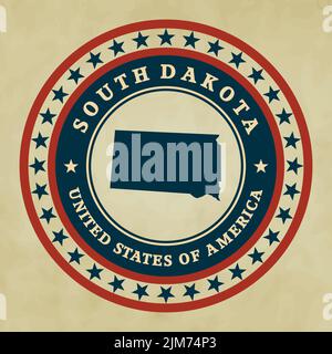 Vintage label with map of South Dakota, vector Stock Vector Image & Art ...