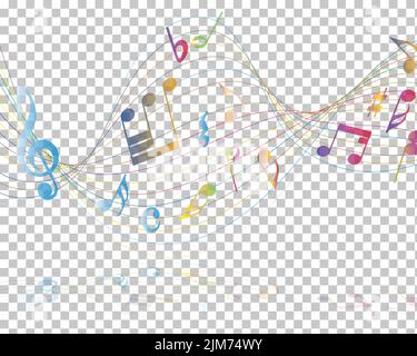 Musical design from musical notes elements. Shadow is transparent and can applied on any color background not only white. Elegant creative design isol Stock Vector