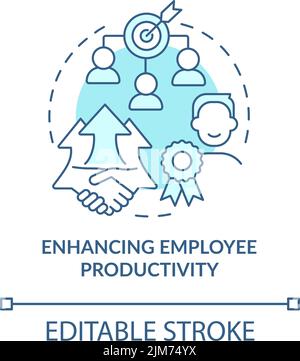 Enhancing employee productivity turquoise concept icon Stock Vector