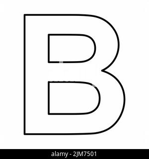 Latin B uppercase symbol. Black outlines on white background. Stock Vector