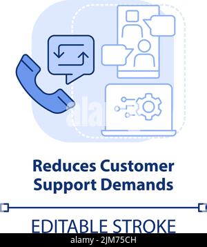 Reduces customer support demand light blue concept icon Stock Vector