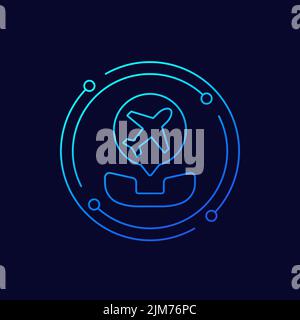 roaming call line icon with a phone, vector Stock Vector