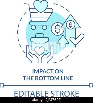 Impact on bottom line turquoise concept icon Stock Vector