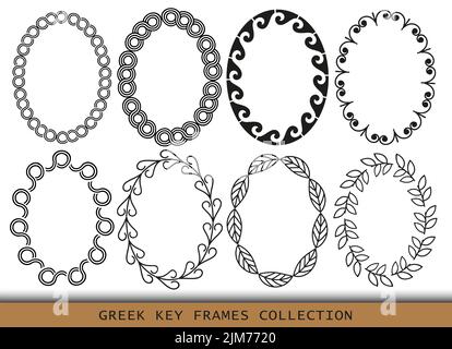 Ancient Greek oval frames patterns, set of antique borders from Greece Stock Vector