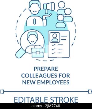 Prepare colleagues for new employees turquoise concept icon Stock Vector