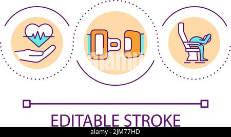 Passenger position during air accident loop concept icon Stock Vector