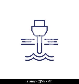 well drilling, a water borehole line icon Stock Vector