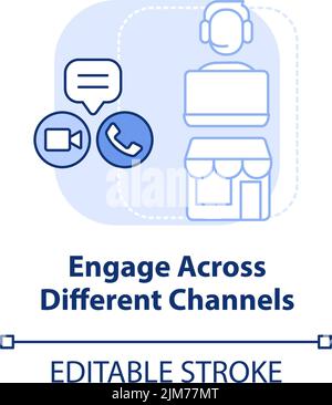 Engage across different channels light blue concept icon Stock Vector