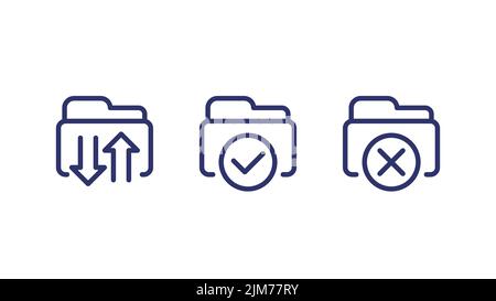 upload files to folder, backup line icons Stock Vector