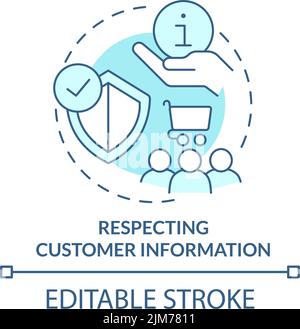 Respecting customer information turquoise concept icon Stock Vector
