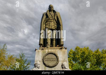 Irkutsk, Russia - September 17, 2020: Monument to Admiral Kolchak against the sky Stock Photo