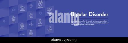 Bipolar Disorder or Depression BP Icon Set and Web Header Banner Stock Vector