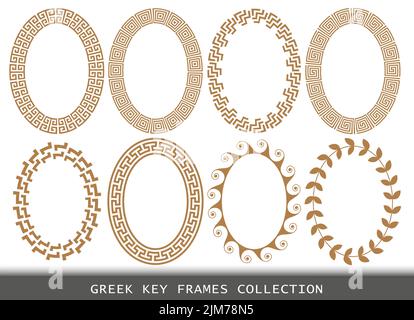 Ancient Greek oval frames patterns, set of antique borders from Greece Stock Vector