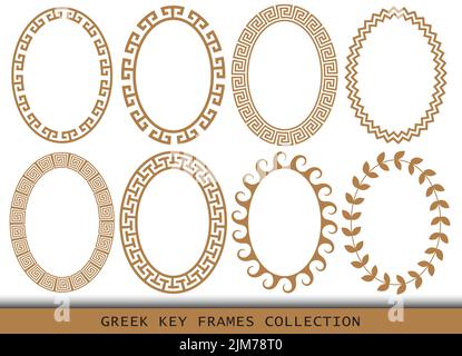 Ancient Greek oval frames patterns, set of antique borders from Greece Stock Vector