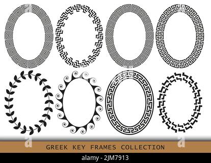 Ancient Greek oval frames patterns, set of antique borders from Greece Stock Vector