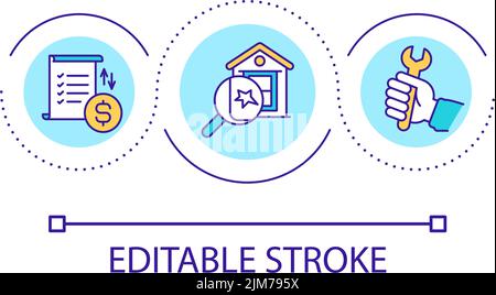 Building damage assessment loop concept icon Stock Vector