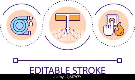 Home fire sprinklers loop concept icon Stock Vector