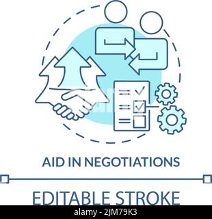 Aid in negotiations turquoise concept icon Stock Vector