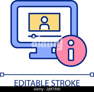 Watching educational videos RGB color icon Stock Vector