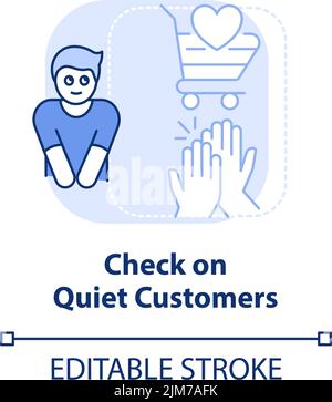 Check on quiet customer light blue concept icon Stock Vector