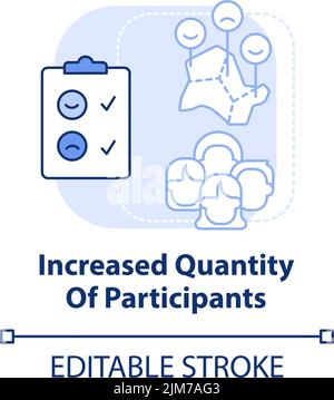 Increased quantity of participants light blue concept icon Stock Vector