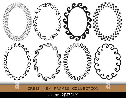 Ancient Greek oval frames patterns, set of antique borders from Greece Stock Vector