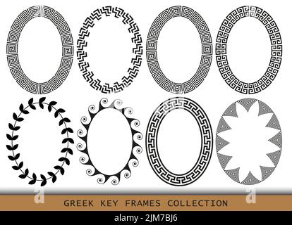 Ancient Greek oval frames patterns, set of antique borders from Greece Stock Vector