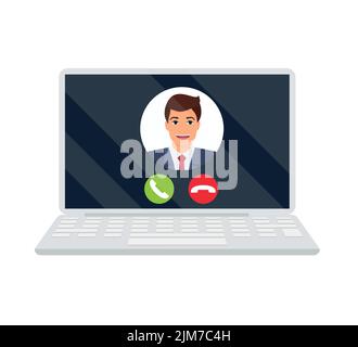 Video chat interface, user web video call window. Concept of social remote media, remote communication. Call screen template. Mockup interface. Video Stock Vector