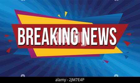 Breaking news banner on blue background, vector illustration Stock Vector