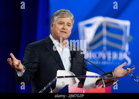 Dallas, TX - August 4, 2022: Sean Hannity speaks during CPAC Texas 2022 conference at Hilton Anatole Stock Photo