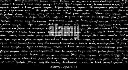 White handwritten illegible text vector seamless pattern with blots on black background Stock Vector