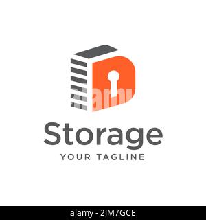 Self storage logo design letter D Safe storage garage vector illustration.key,garage symbol,D,design template Stock Vector