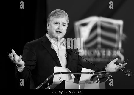 Dallas, TX - August 4, 2022: Sean Hannity speaks during CPAC Texas 2022 conference at Hilton Anatole Stock Photo