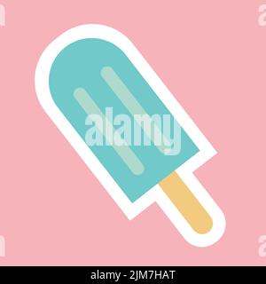 Ice cream fruit ice on a stick icon summer symbol, flat design Stock Vector