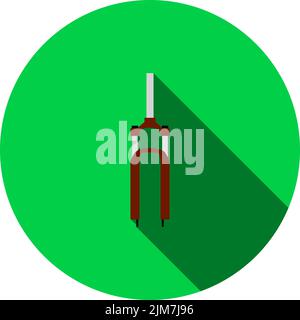 Bike Fork Icon. Flat Circle Stencil Design With Long Shadow. Vector Illustration. Stock Vector
